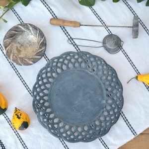 Vintage Round Serving Tray, Coiled Wire Metal Egg Separator, Metal Patty Mold, Kitchen Utensils