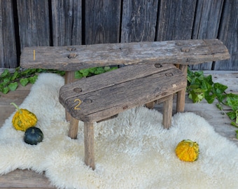 Primitive Milking Stool, Rustic Farmhouse Footrest, Rustic Wooden Step Stool