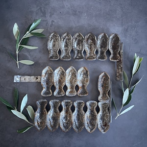 Vintage Chocolate Mould Fish Shape, Tarnished Metal Praline Mould, Food Photo Prop