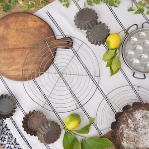 Vintage Kitchen Photo Props: Wooden Board, Wire Rack, Snail Dish, Molds