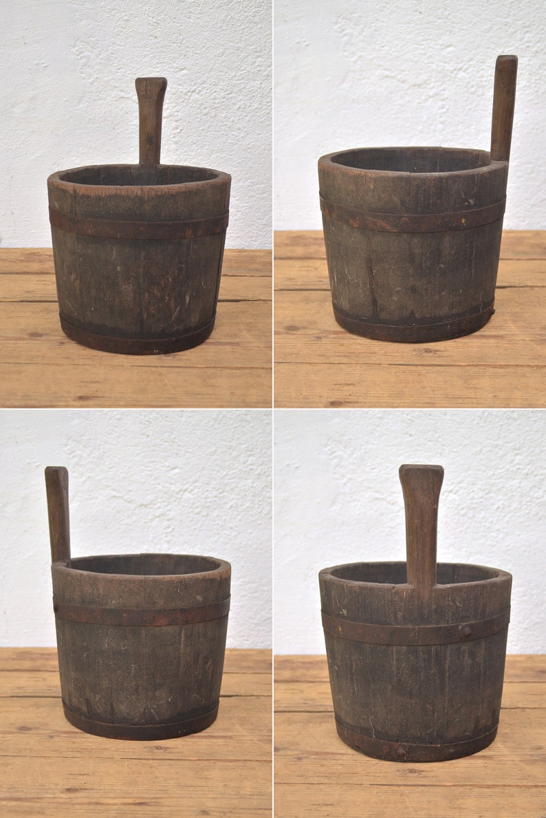 Antique Small Wood Barrel Primitive Wooden Keg With Handle Etsy