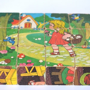 Vintage Cube Block Puzzle Ricitos de Oro y los Tres Osos