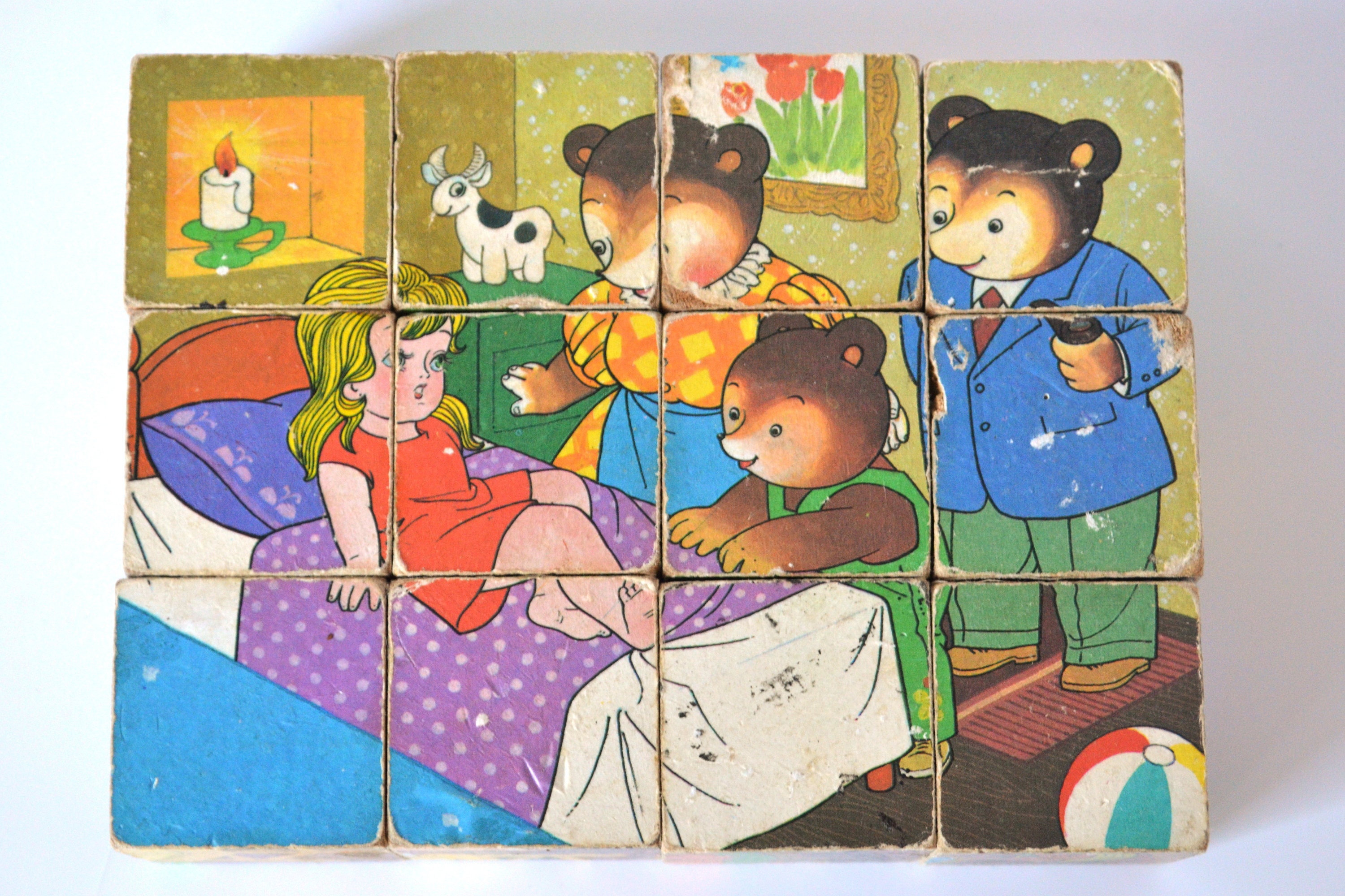 Vintage Cube Block Puzzle Goldilocks and the Three Bears - Etsy