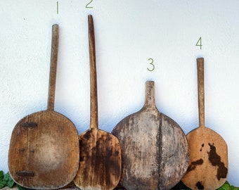 Palas de pan antiguas y primitivas, palas de pizza de madera