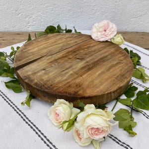 Antique Round Wooden Riser, Authentic Vintage Display, Primitive Rustic Stand, Old Wood Decor