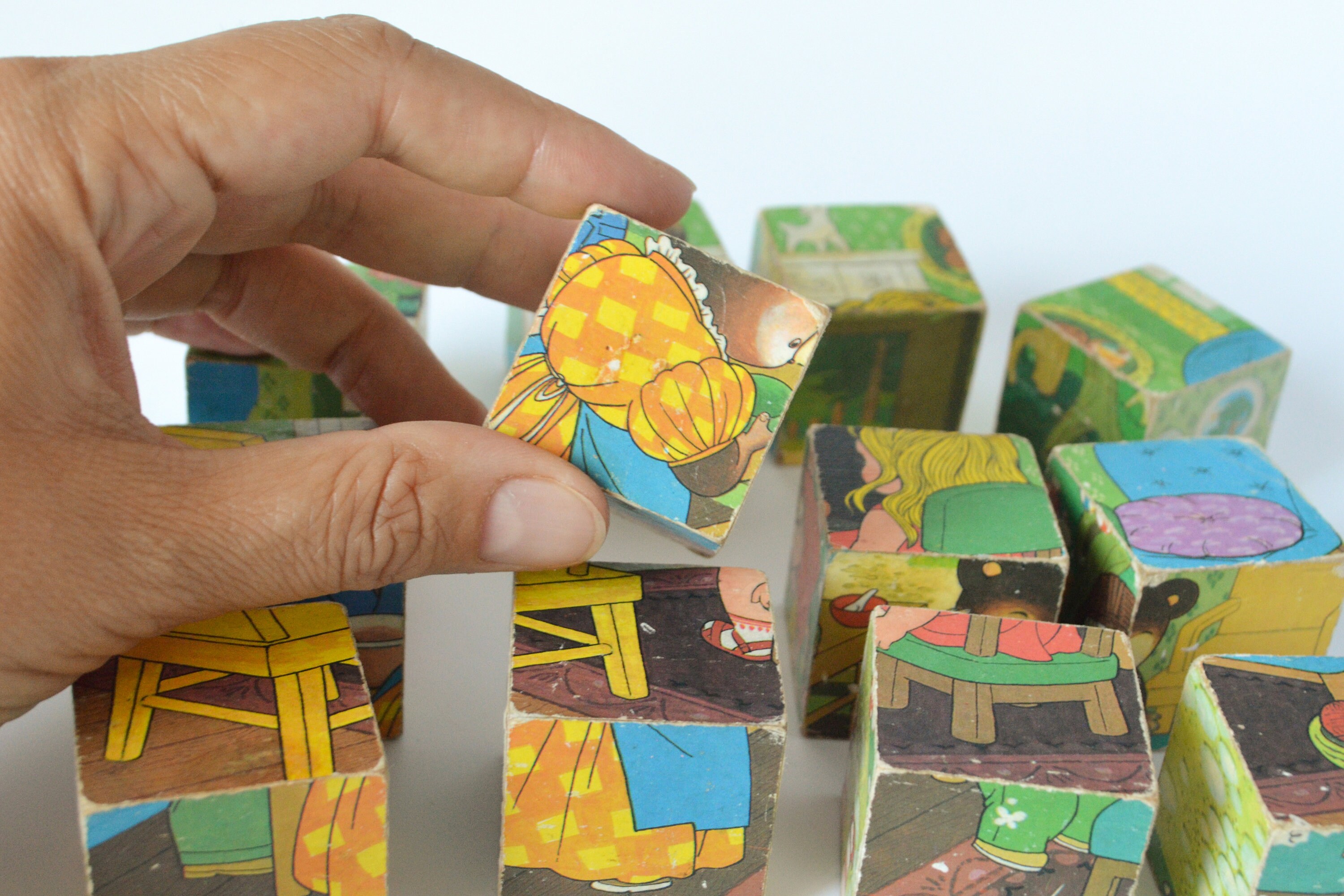 Puzzle Cube En Bois Boucle D'or Et Les Trois Ours - Marque France Jouets - Occasion