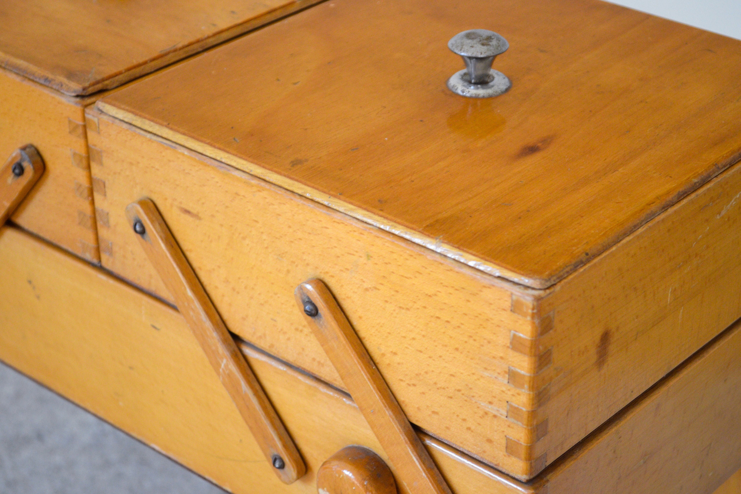 Vintage Sewing Box on Legs - Mid Century Modern Knitting Box