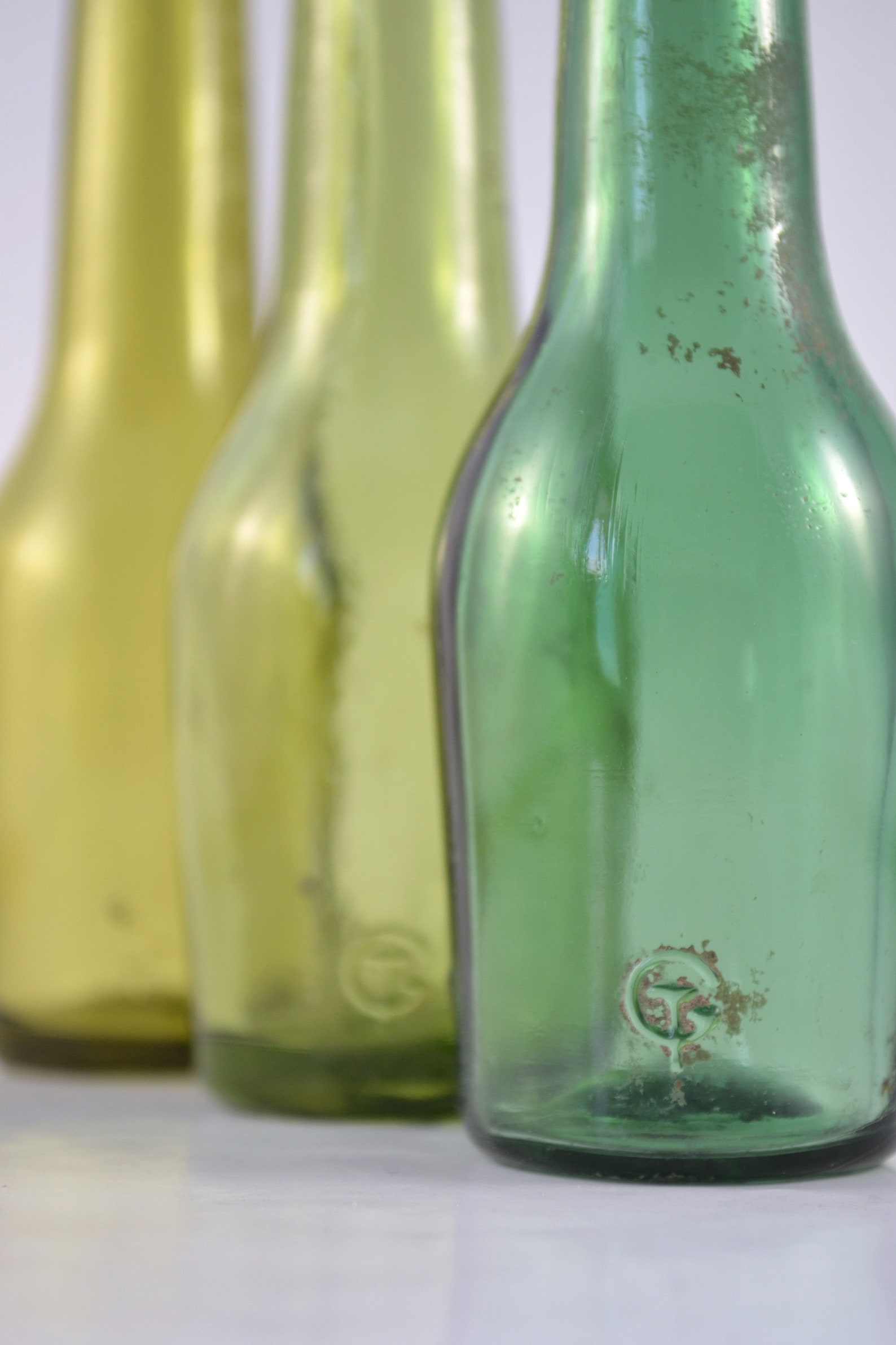 Set of 3 Green Bottles Small Vintage Bottles Instant Etsy