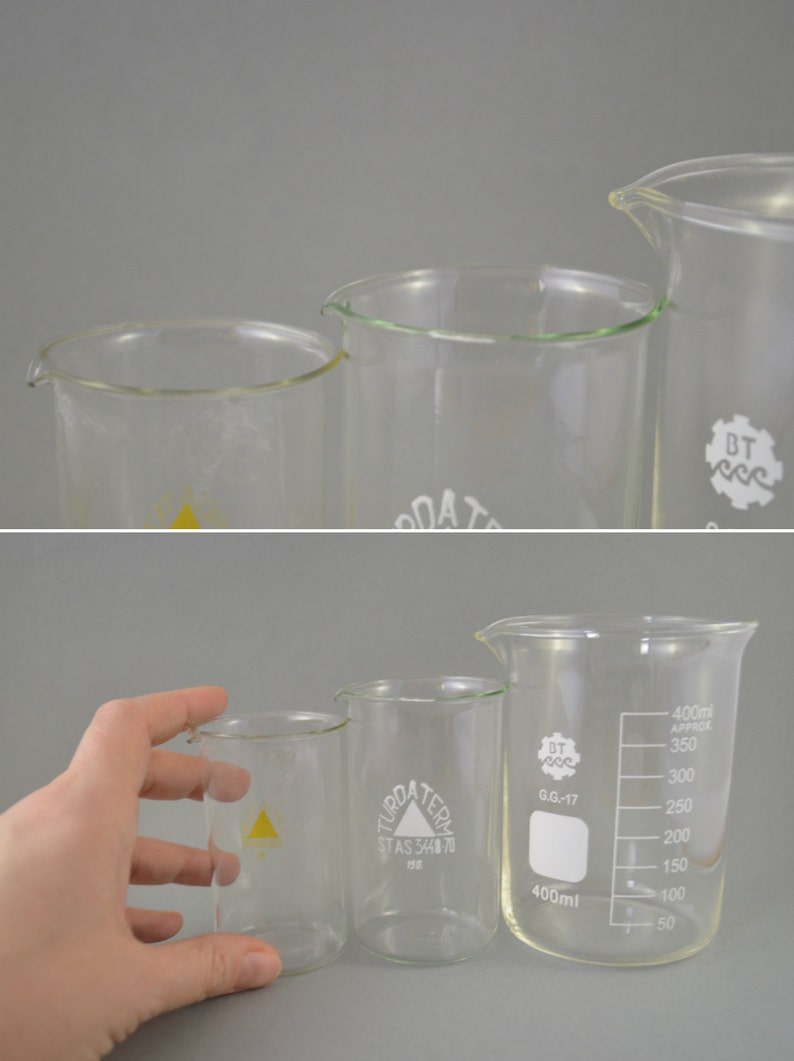Graduated Glass Beaker Vintage Lab Glass Laboratory Ware Set Etsy