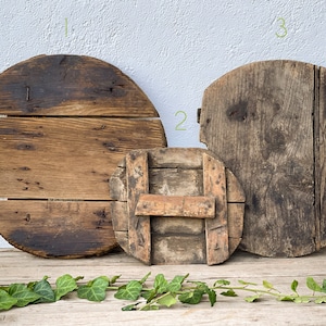 Rustic Wooden Crock Lid: Primitive Well Decor, Photo Prop