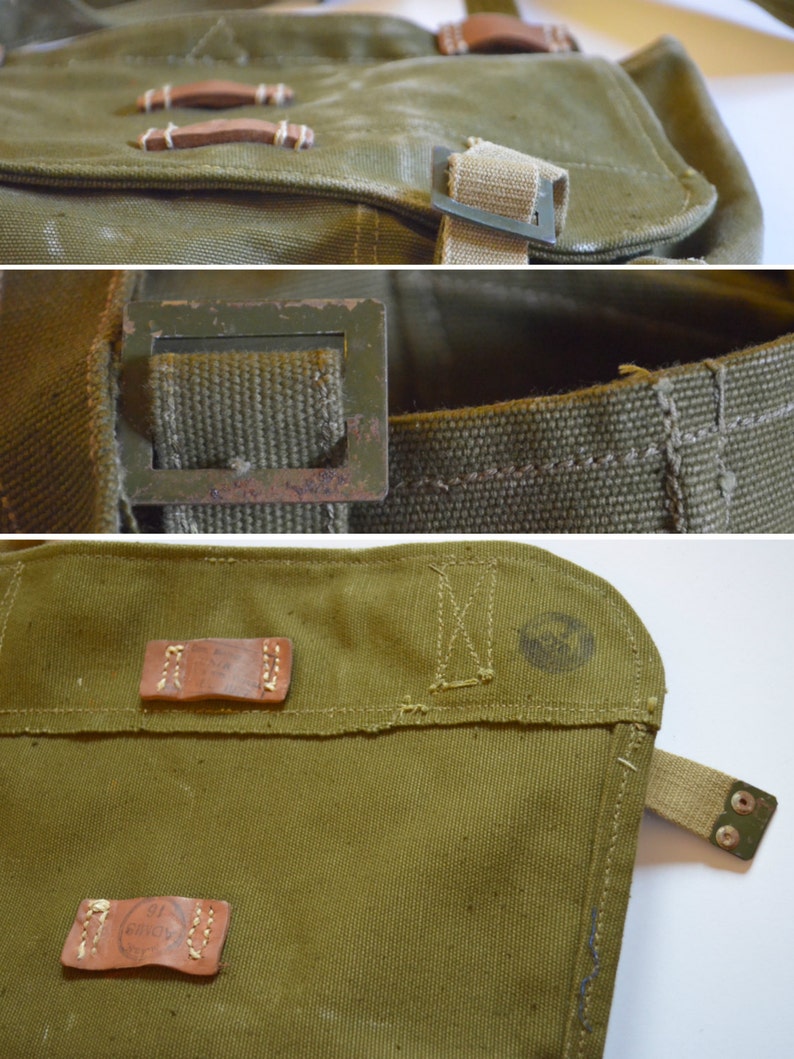 sac messager vintage, sac à dos militaire unisexe, sac à bandoulière en toile résistante verte image 4