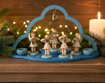 ヴィンテージ 木製エンジェル クリスマス キャンドルホルダー MCM 1940