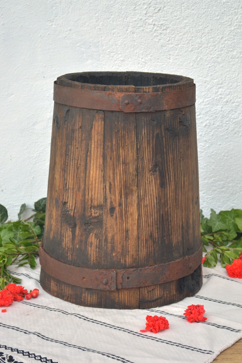 Antique Small Wooden Keg Primitive Wooden Barrel With Handle Etsy