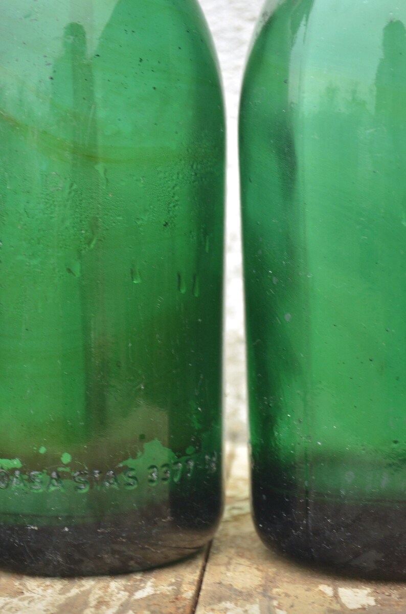 Emerald Green Vintage Soda Seltzer Siphon Bottles From Romania Etsy