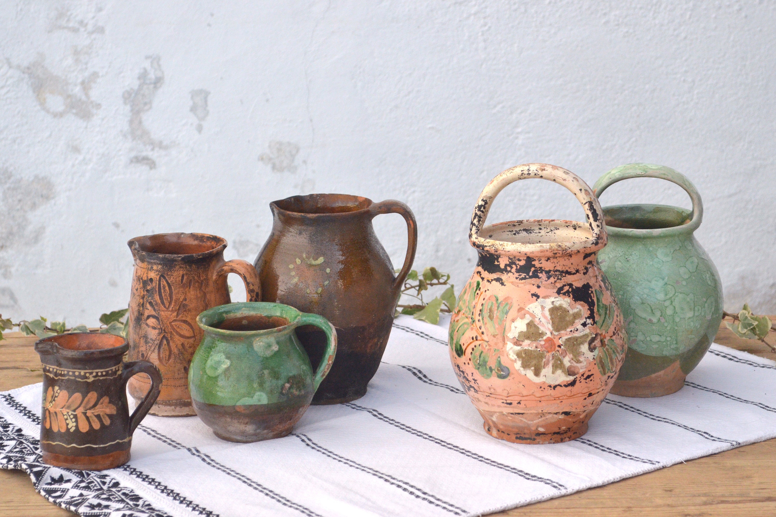 Antique Jugs Primitive Clay Pitcher Old Water Vessel Etsy