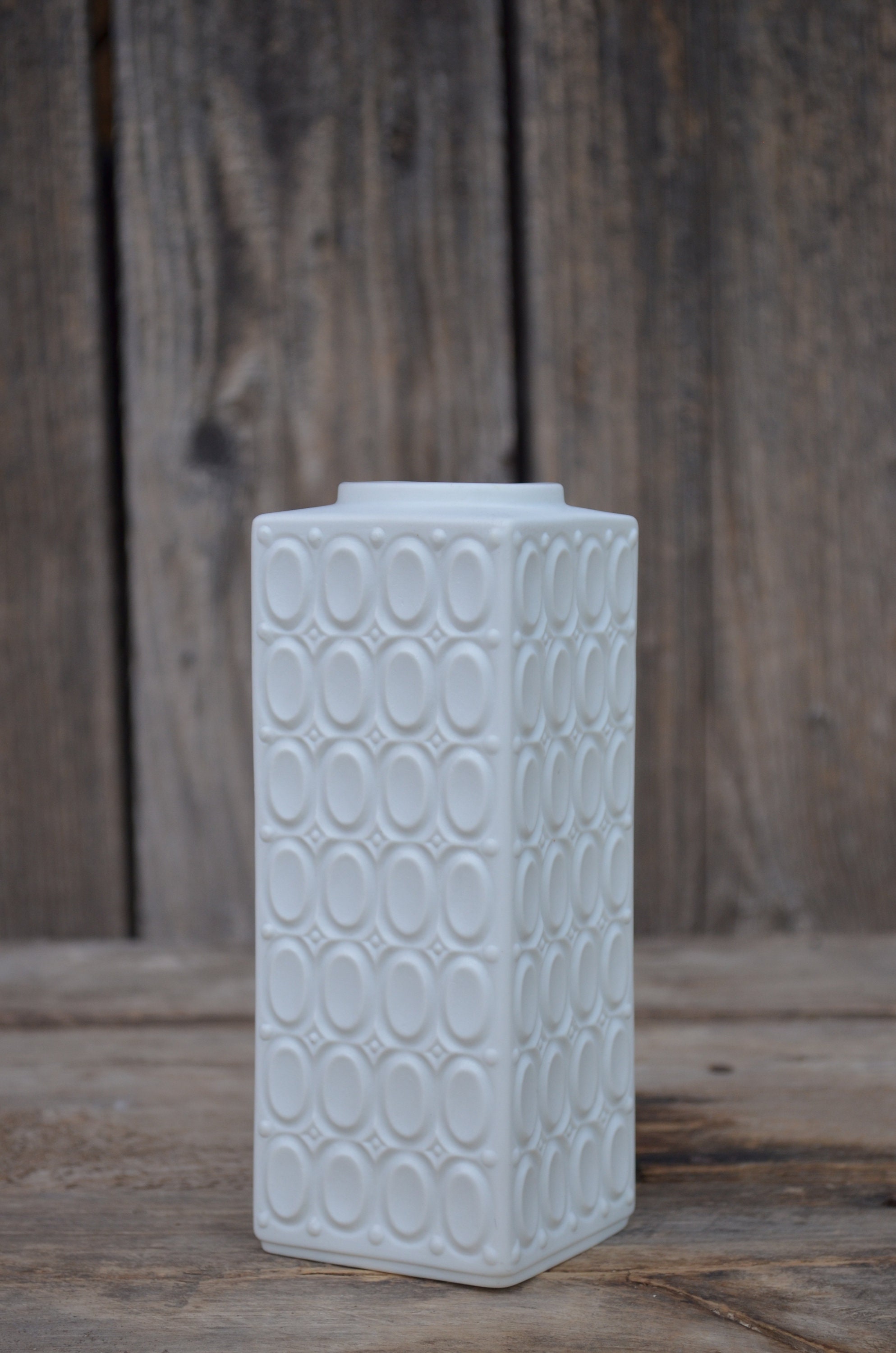 Vintage Rectangular Vase White Op Art Bisque Porcelain Vase - Etsy