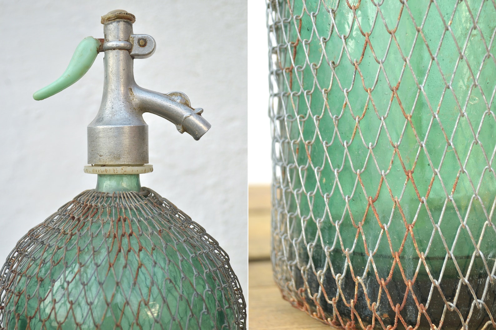 Glass Bottles in Rusty Metal Casing Siphon Bottles With Wire - Etsy