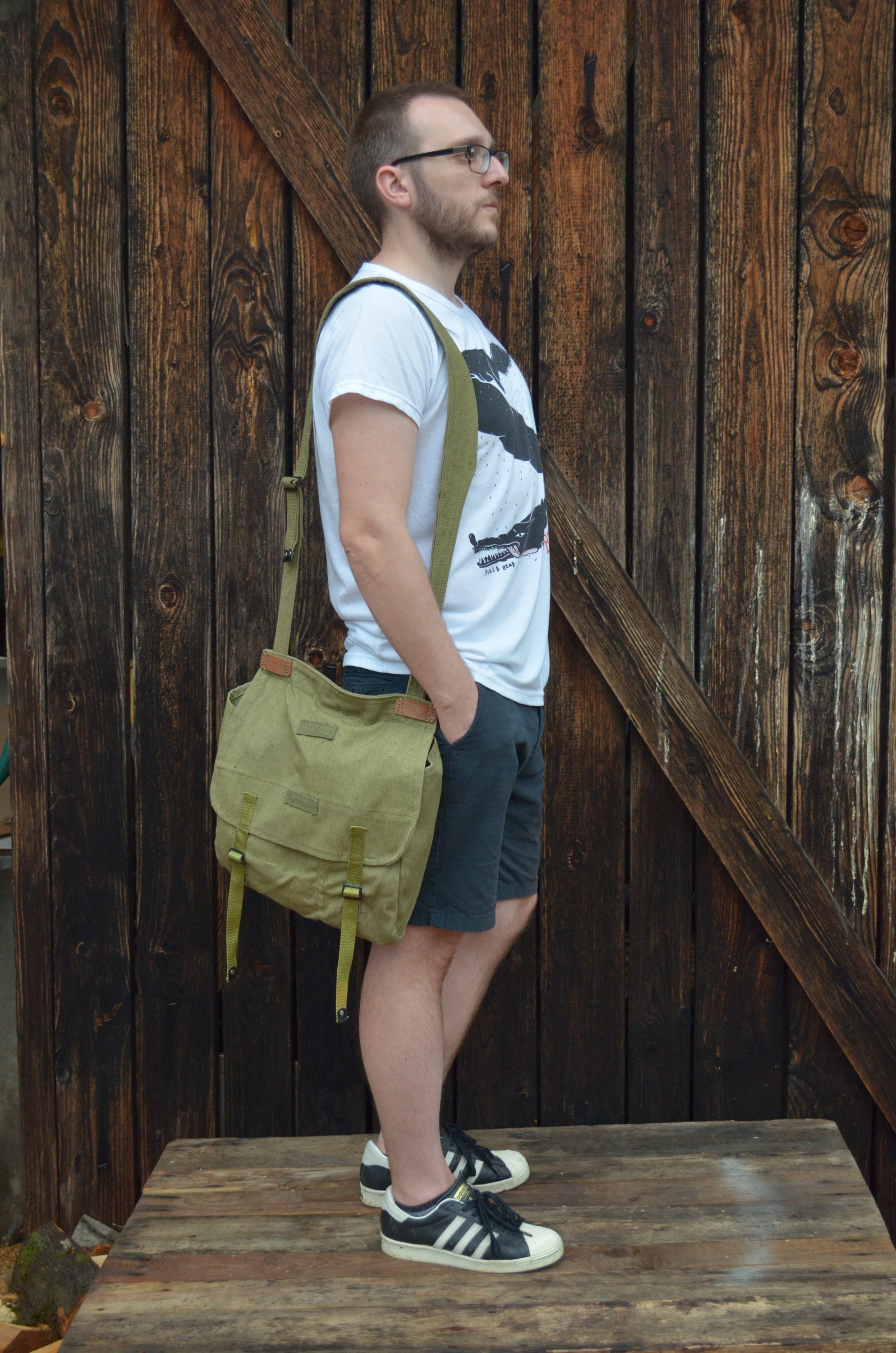 Vintage Military Shoulder Bag, Army Canvas Messenger Bag 