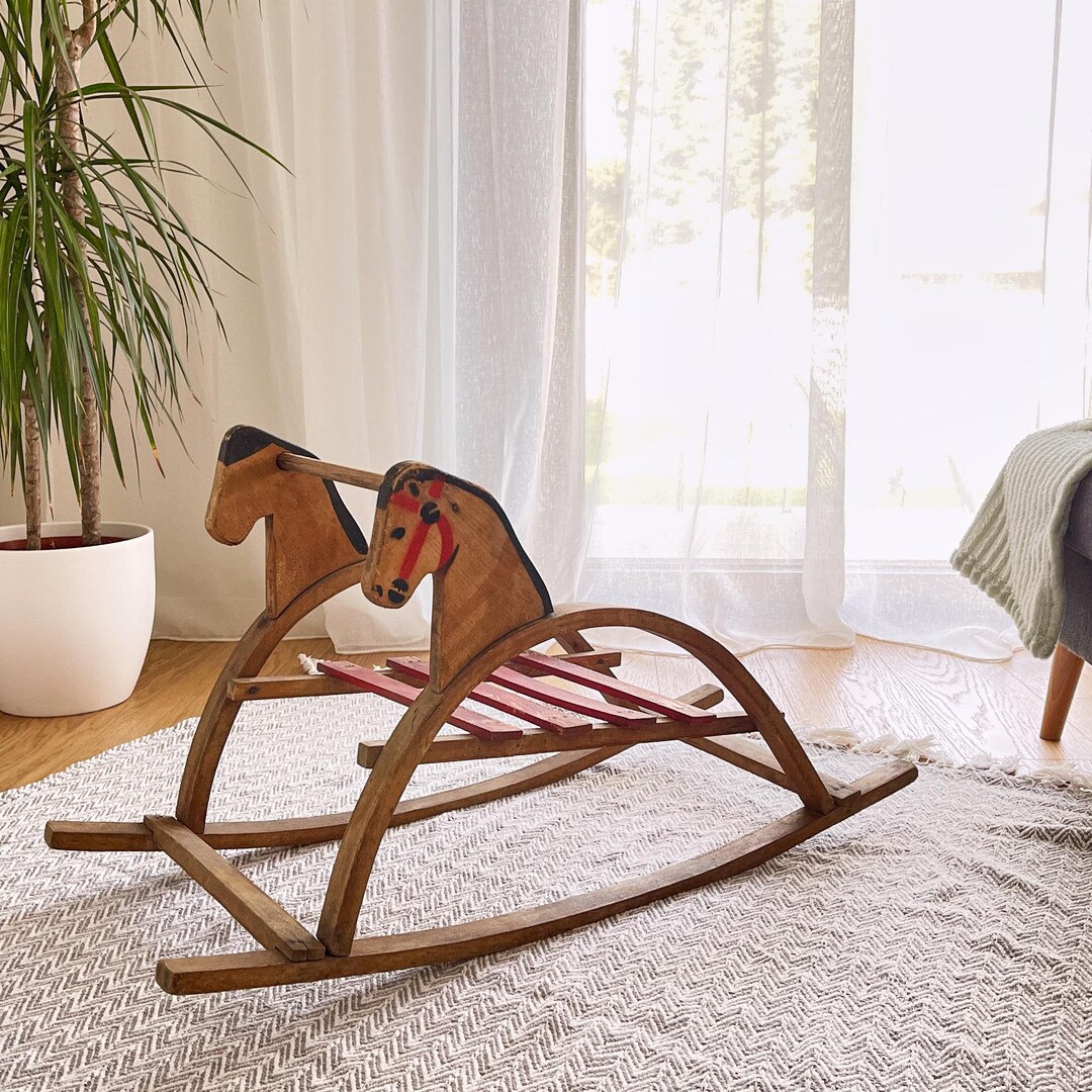Antique Double-headed Rocking Horse, Vintage Rustic Nursery Decor ...
