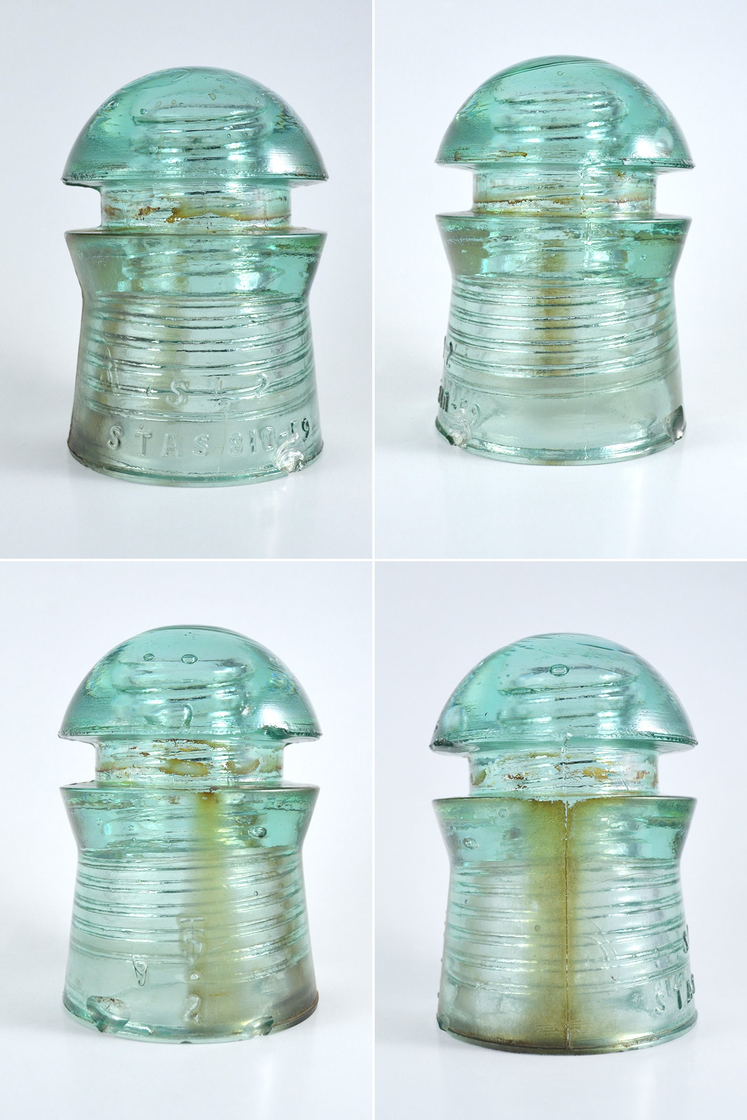Aqua Blue Glass Insulators Set of 2 Vintage Romanian Etsy