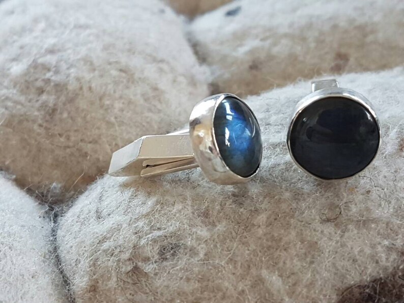 Handmade Cufflinks Labradorite /& silver