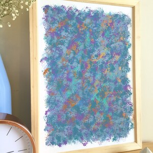 ABSTRACT WALL ART - ready to hang original print - framed acrylic painting with gold A4 &quot;Sash&quot;