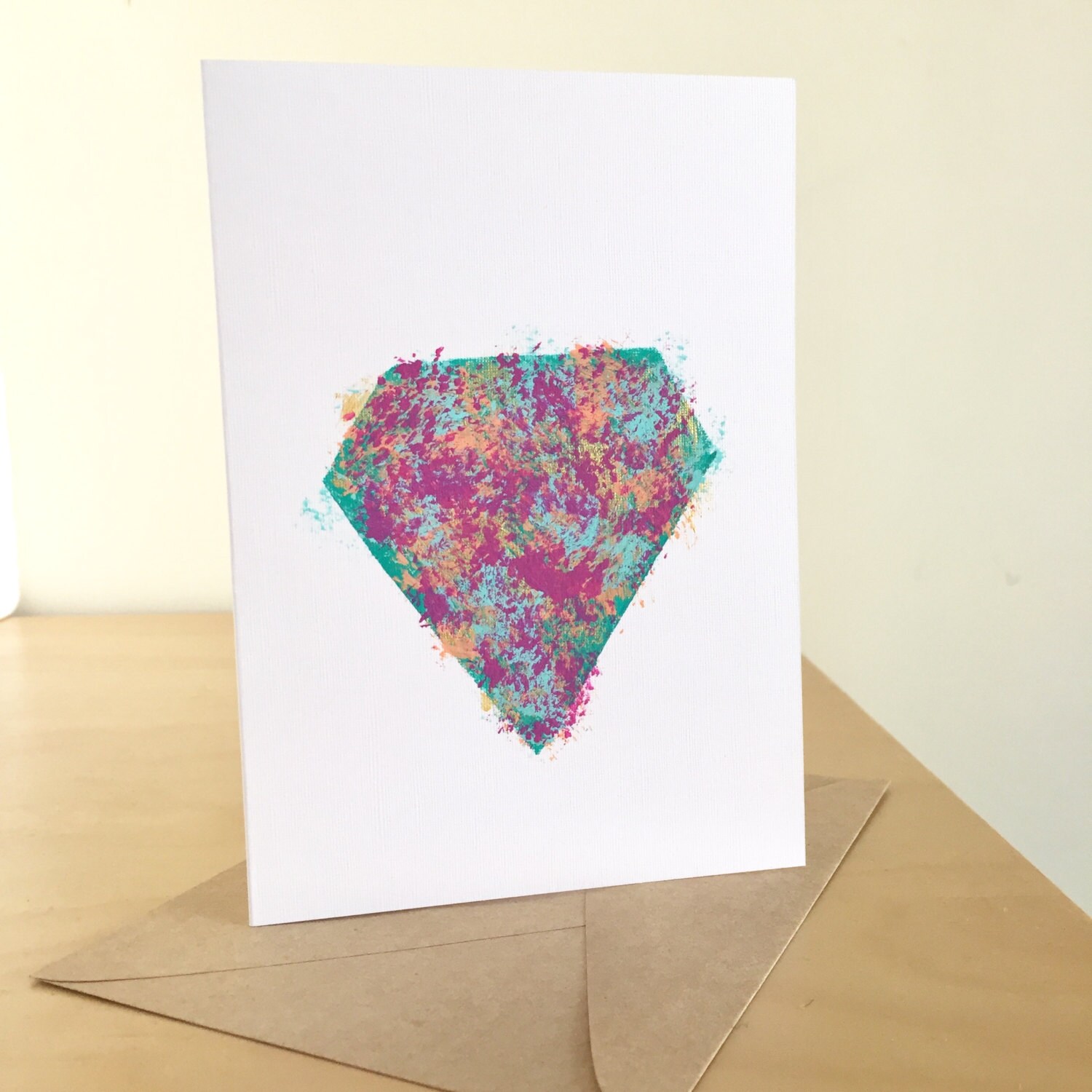 ART GREETING CARD Handmade Blank Card Geometric Diamond Metallic Abstract Painting Etsy Australia