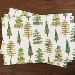 Notitiekaart dennenboom: afdrukbare download van 4 x 6 inch, blanco gevouwen kaart, kerstcadeau, wintergroen