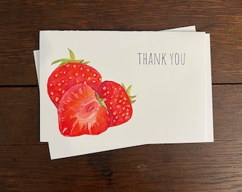 Strawberry Thank You Note Card 4"x6" Printable Download
