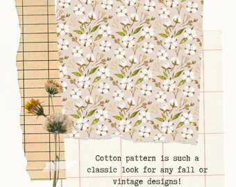 Cotton boll pattern scrapbook paper 12" x 12"