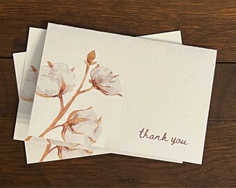 Cotton Boll Thank You Card 4"x6" Printable Download