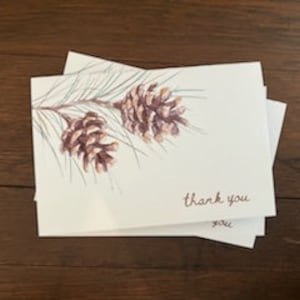Pinecone Danke Note Karte 4 "x6" Printable Download, leere gefaltete Karte, Winterstationär, Weihnachtshochzeit