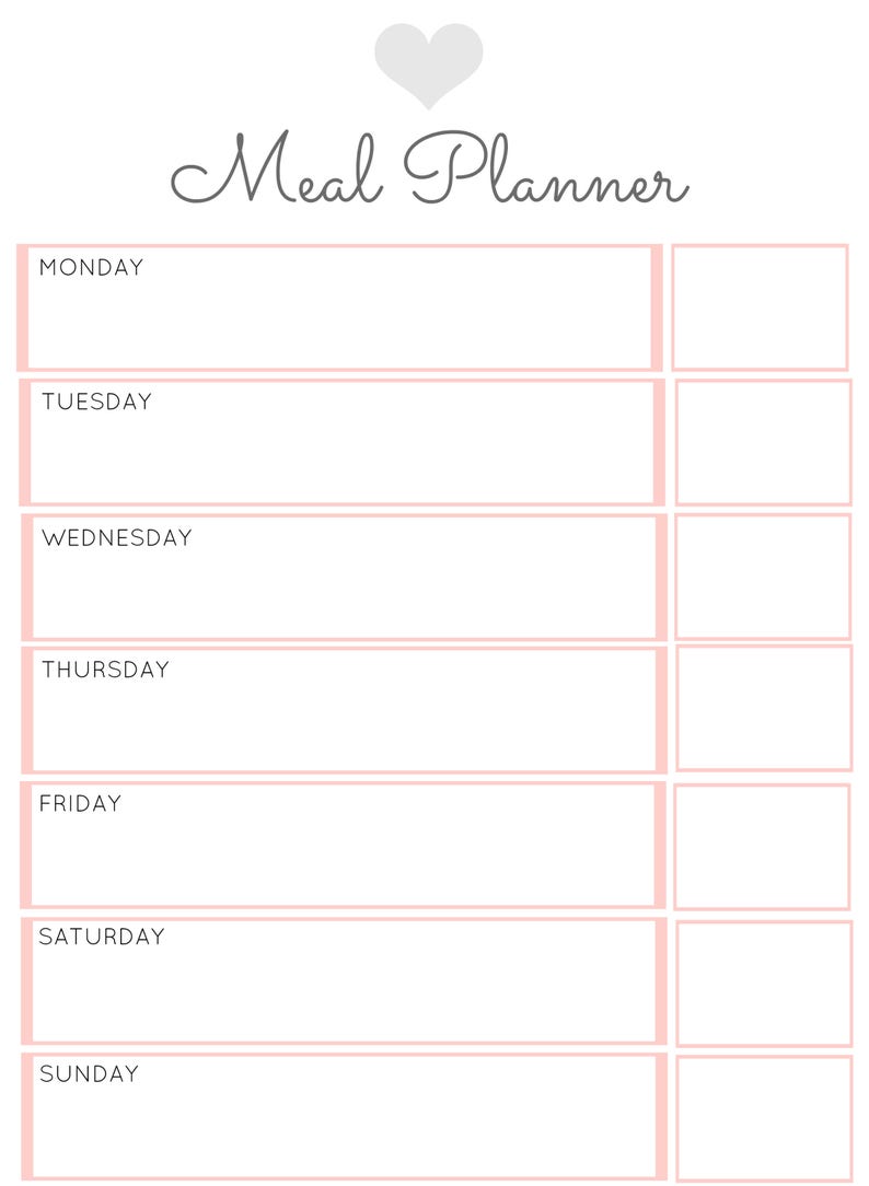 Grocery List and Meal Planner Printables | Etsy