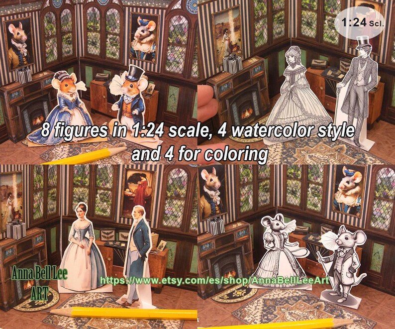 Victorian Dollhouse Paper Figures 1:24 Scale (digital Download) - Etsy