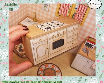 Shabby Chic Küchenherd | 1:12 Puppenhaus Printable DIY | Cottage Miniatur Möbel