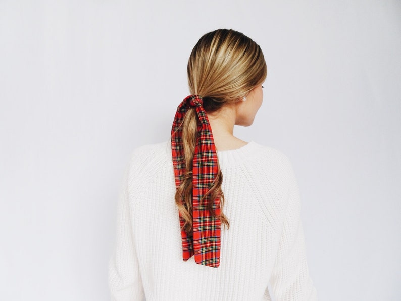 Red Plaid Hair Scarf x Womens Hair Accessory x Headband x Etsy