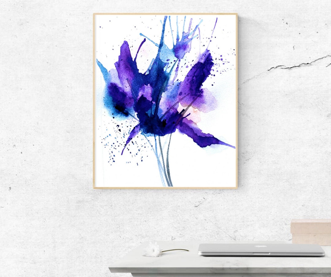 Abstract Purple Flower Watercolor Art Print Digital Download - Etsy