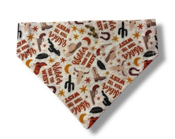 Wilder Than The West Western Over The Collar Pet Bandana • Cat Bandana • Dog Slip On Bandana • Slip On Cat Bandana • Ready to ship