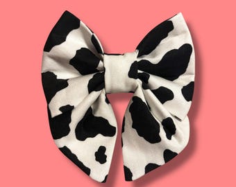 Cow Print Dog Sailor Bow Tie, Dog Sailor Bow, Dog Bowtie, Bow for Dog Collar