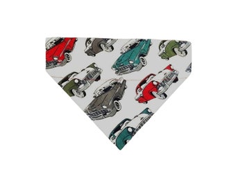 Classic Cars Over The Collar Pet Bandana • Cat Bandana • Dog Slip On Bandana  • Pet Bandana • Slip On Cat Bandana • Ready to ship