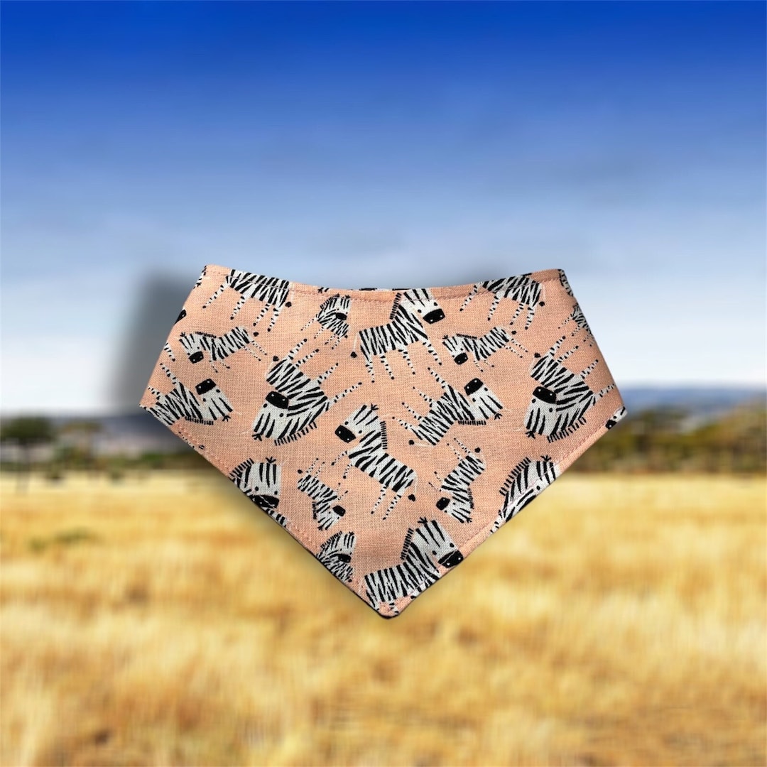 Zebra Reversible Snapon Pet Bandana, Snap on Dog Bandanas, Cat