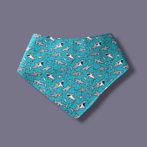 Sharks Reversible Snap-On Pet Bandana, Snap On Dog Bandanas, Cat bandanas, Snap on cat bandana, Ready To Ship, Reversible Banda