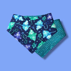 Stingrays Reversible Snap-On Pet Bandana, Snap On Dog Bandanas, Cat bandanas, Snap on cat bandana, Ready To Ship, Reversible Banda