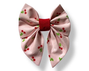 Cherry Print Dog Sailor Bow Tie, Dog Sailor Bow, Dog Bowtie, Bow for Dog Collar