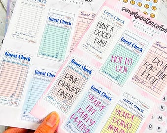 Junk Journal Stickers: Guest Check, Bits & Bobs, Scrapbook Stickers, Journaling, Collage