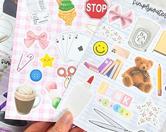 Aesthetic Junk Journal Stickers | Scrapbook Paper Embellishments