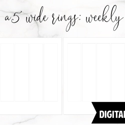 Undated Weekly / A5 Wide Rings / Printable Inserts / WO2P / - Etsy