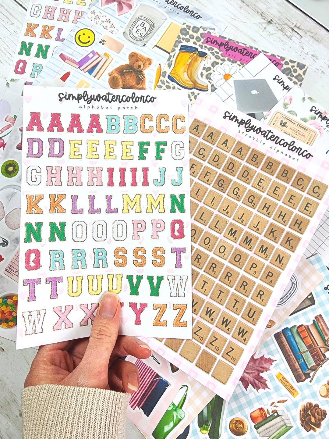 Alphabet Patch + Scrabble Tile Stickers: Junk Journal, Scrapbook ...