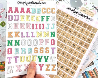 Alphabet Patch + Scrabble Tile Stickers: Junk Journal, Scrapbook, Collage Art, Journaling Deco Stickers