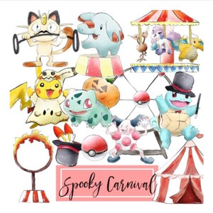 Digital Clip Art Halloween Poke mon art, Poke mon watercolor art, Poke mon clip art image 1